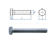 M3 x 10mm Sechskantschrauben DIN933 Vollgewinde Stahl verzinkt FKL8.8  (100 Stk.)