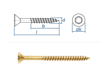 5 x 80mm Spanplattenschrauben TG TX25 Stahl gelb verzinkt (10 Stk.)