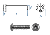 M6 x 20mm Linsenflachkopfschraube ISK ISO7380 Edelstahl A2    (10 Stk.)