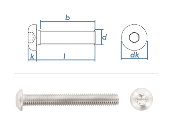 M5 x 30mm Linsenflachkopfschraube ISK ISO7380-1 Edelstahl A2  (10 Stk.)