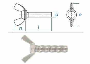 M4 x 16mm Flügelschrauben amerik. Form Edelstahl A2 (1 Stk.)