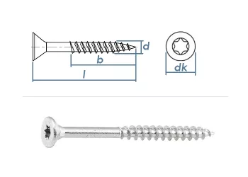 6 x 80mm Spanplattenschrauben TG TX30 Stahl verzinkt (10 Stk.)