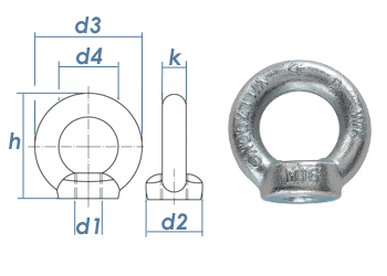 M16 Ringmutter DIN 582 Stahl C15E verzinkt (1 Stk.)