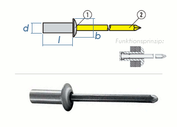 4,8 x 12,5mm Dicht-Becherblindniete Alu/Stahl DIN15973 (10 Stk.)