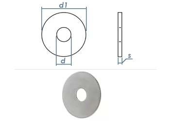 8,4 x 25 x 1,25mm Kotflügelscheiben Stahl verzinkt (100 Stk.)