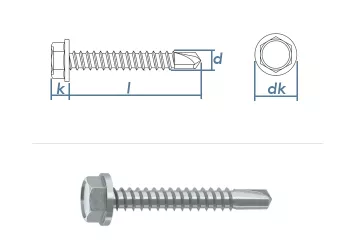 5,5 x 16mm Bohrschrauben Sechskantkopf DIN7504 Stahl verzinkt (10 Stk.)
