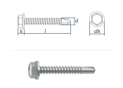 5,5 x 22mm Bohrschrauben Sechskantkopf DIN7504 Stahl...
