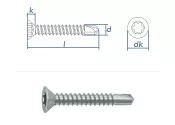 3,5 x 13mm Bohrschrauben Senkkopf TX DIN7504 Stahl...