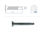 3,5 x 16mm Bohrschrauben Senkkopf TX DIN7504 Stahl verzinkt  (100 Stk.)