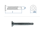 3,9 x 13mm Bohrschrauben Senkkopf TX DIN7504 Stahl...