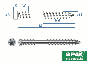 5 x 40mm SPAX Terrassenschrauben Zylinderkopf Edelstahl A2 (10 Stk.)