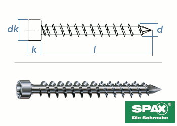 8 x 400mm SPAX Konstruktionsschrauben Vollgewinde TX Zylinderkopf (1 Stk.)