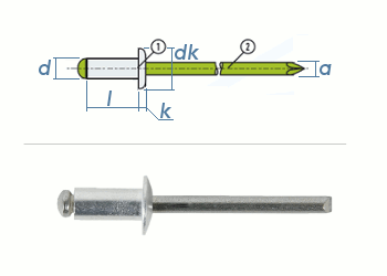 3 x 4mm Blindniete Alu/Edelstahl A2 DIN7337 (10 Stk.)