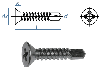 5,5 x 32mm Bohrschrauben Senkkopf PH DIN7504 Stahl verzinkt  (10 Stk.)