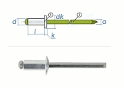 3,2 x 8mm Blindniete Alu/Edelstahl A2 DIN7337 (10 Stk.)