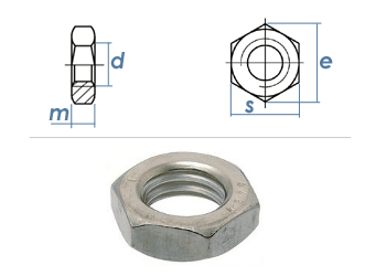 M14 Sechskantmuttern DIN 439 - niedrige Form, Edelstahl