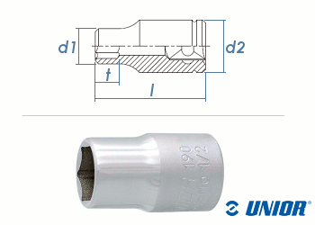 SW8 UNIOR Sechskant-Steckschlüssel mit 1/2" Antrieb verchromt  (1 Stk.)