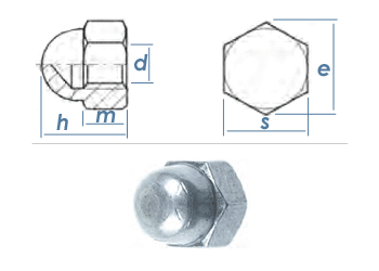 M8 Hutmutter DIN1587 Stahl verzinkt FKL6 (10 Stk.)