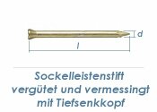 1,4 x 20mm Sockelleistenstifte verg&uuml;tet Stahl vermessingt (100 Stk.)