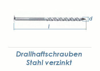 4,6 x 100mm Drallhaftschrauben verzinkt (100g = ca. 10 Stk.)