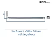 SW1,5 x 90mm WGB Sechskant-Stiftschlüssel mit...
