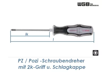 PZ0 x 75mm WGB Pozi Schraubendreher mit 2K Griff (1 Stk.)