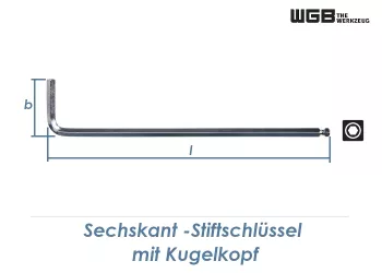 SW3 x 126mm WGB Sechskant-Stiftschlüssel mit Kugelkopf (1 Stk.)
