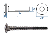 M8 x 130mm Torbandschrauben DIN 603 Edelstahl A2 (1 Stk.)