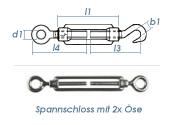 M10 Spannschloss mit 2 &Ouml;sen Edelstahl A4 (1 Stk.)