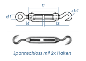 M10 Spannschloss mit 2 Haken Edelstahl A4 (1 Stk.)