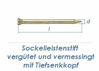 1,4 x 35mm Sockelleistenstifte vergütet Stahl vermessingt (100 Stk.)