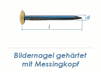 2 x 40mm Bildernagel gehärtet mit Messingkopf (10 Stk.)