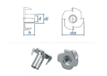 M4 x 8mm Einschlagmuttern verzinkt (10 Stk.)