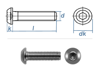 M4 x 6mm Linsenflachkopfschraube ISK ISO7380 Edelstahl A2  (100 Stk.)