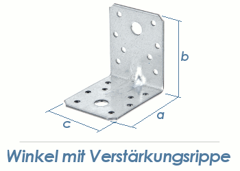 70 x 70 x 55mm Winkel verzinkt mit Verstärkungsrippe (1 Stk.)