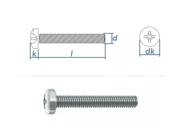 M8 x 16mm Linsenkopfschrauben PH DIN7985 Stahl verzinkt FKL4.8 (10 Stk.)