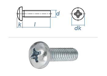 M8 x 35mm Linsenkopfschrauben PH DIN7985 Stahl verzinkt FKL4.8 (10 Stk.)