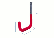 120 x 83 x 48mm Wandhaken U-Form rotgummiert  (1 Stk.)