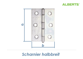 63 x 43mm Scharnier halbbreit verzinkt (1 Stk.)