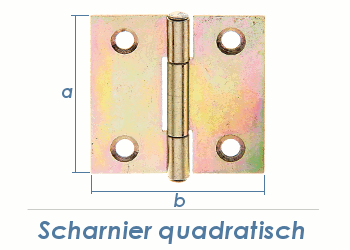 38 x 38mm Scharnier quadratisch gelb verzinkt (1 Stk.)