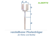 71-161mm Pfostenträger Breite u.Höhe verstellbar einbetonierbar verzinkt (1 Stk.)