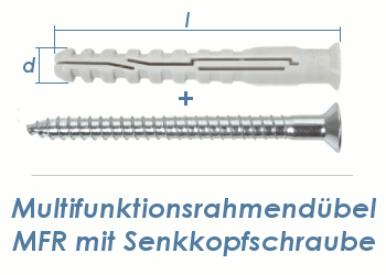 8 x 80mm Multifunktionsrahmendübel inkl. TX30 Schraube (1 Stk.)