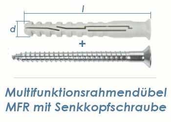 10 x 135mm Multifunktionsrahmendübel inkl. TX40 Schraube (1 Stk.)