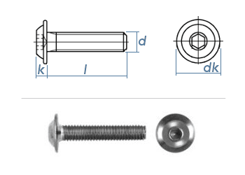 M4 x 40mm Linsenflachkopfschraube m. Flansch ISK ISO7380-2 Edelstahl A2 (10 Stk.)