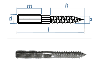 8 x 160mm Stockschrauben Edelstahl A2 (1 Stk.)