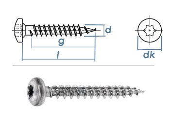 6 x 45mm Spanplattenschraube Pan Head TX verzinkt (10 Stk.)