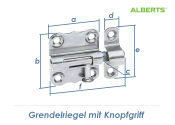 33 x 35mm Grendelriegel mit Knopfgriff gelb verzinkt (1 Stk.)
