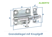39 x 38mm Grendelriegel mit Knopfgriff gelb verzinkt (1 Stk.)