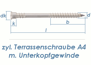 5,5 x 100mm Terrassenschrauben A4 TX mit Unterkopfgewinde (10 Stk.)