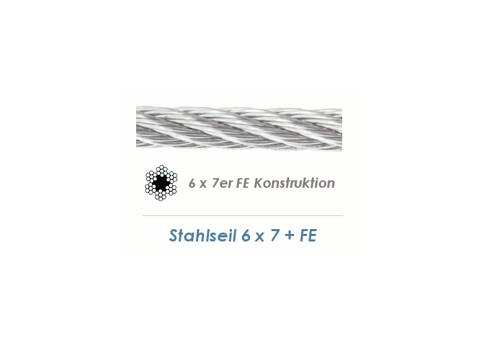 Drahtseil verzinkt 3mm Seil Rundlitzenseil 6x7+FE Stahlseil Fasereinlage 